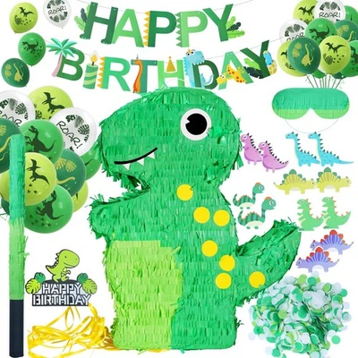 Juego de piñata de dinosaurio VBACALA para niños con piñata de dinosaurio, adornos para cupcakes, globo... Foto 1 de 4