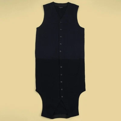 Engineered Garments Navy Sweater Knit/Flannel Wool Blend Combi Vest L Reversible - Image 1 of 4