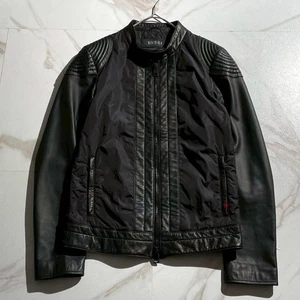 Gucci Tom Ford Era Biker Rider's jacket Lamb Leather Black Size 44 Men's - Picture 1 of 9