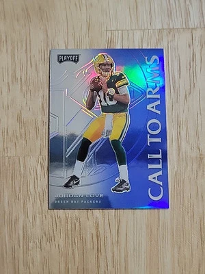 2020 Playoff JORDAN LOVE Call To Arms Blue Prizm #CA-20 Rookie RC Packers SP - Image 1 of 4
