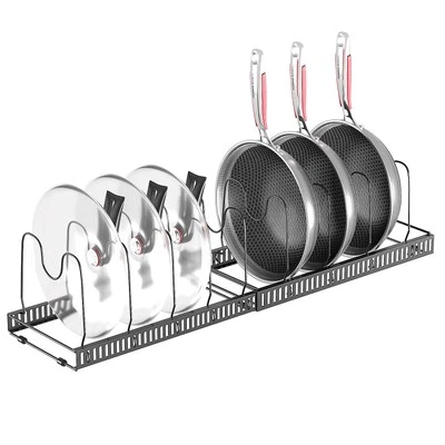 ZANFQVO Porta Coperchi Pentole, Organizer Padelle con 10 Scomparti Regolabili, Porta Pad