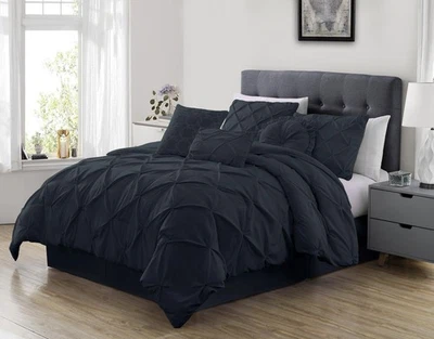 Chezmoi Collection Sydney 7-Piece Pinch Pleat Microfiber Comforter Bedding Set - Image 1 of 4