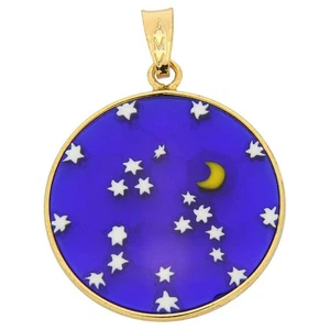 GlassOfVenice Murano Glass Millefiori Pendant "Starry Night" in Gold-Plated Fram - Picture 1 of 4