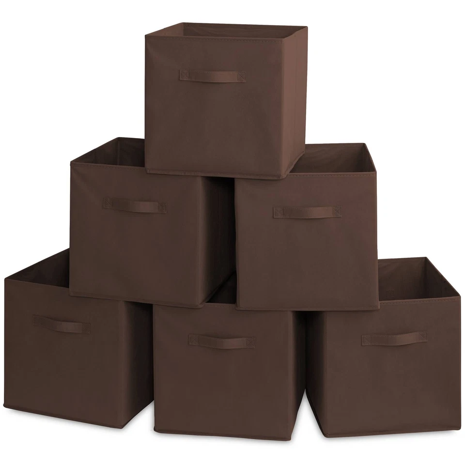 6 Collapsible 13" Fabric Cubby Cube Storage Bin Baskets for Shelves - Brown - Image 1 of 1