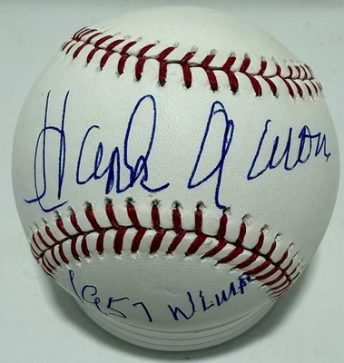 Brewers / Braves HENRY "HANK" AARON Signed MLB Baseball w/ "1957 NL MVP" - JSA - Image 1 of 3