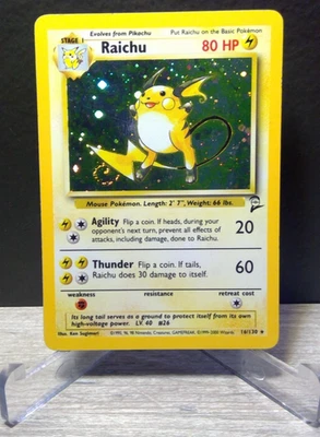 Pokémon TCG Raichu 14/102 Base Set 2 Holo Rare 1999 WOTC Vintage LP SWIRL - Image 1 of 4