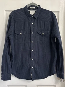 Lucky Brand Classic Fit Dark Blue Casual Pearl Snap Button Up Shirt Size Large  - Picture 1 of 7