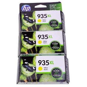 3-Pack Genuine HP 935 XL Yellow Ink Cartridge - C2P26AN, Exp: April 2023 SEALED! - Picture 1 of 5