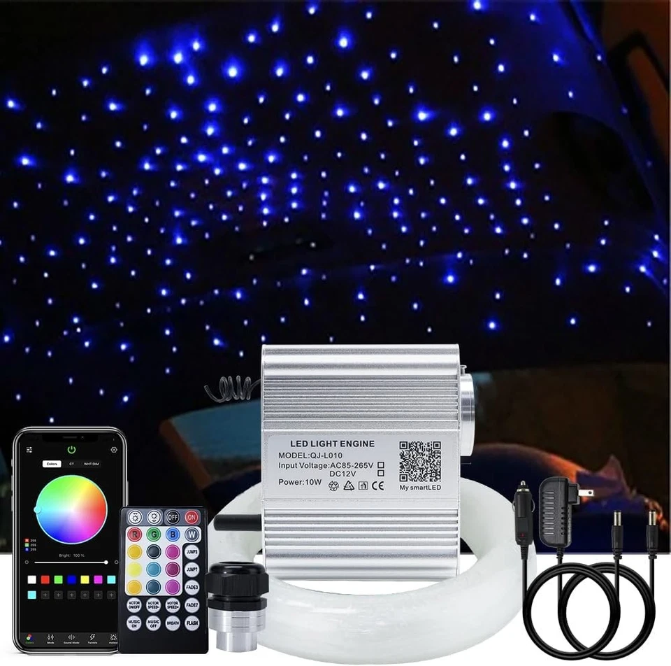 Akepo 10w Car hOme Use App Twinkle Music Fiber Optic Lights Kit for Star
