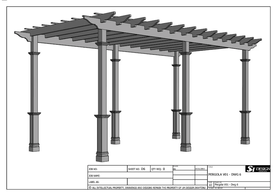 GRAPE VINE PERGOLA - OUTDOOR PATIO COVER V1 - Full Building Plans - Image 1 of 4