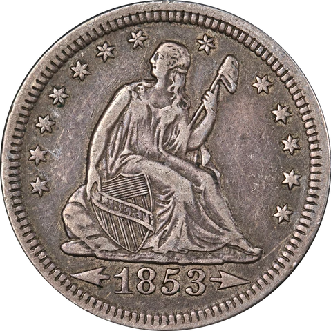 1853-P Seated Liberty Quarter 'Arrows & Rays' Choice XF+ Superb Eye Appeal Cover