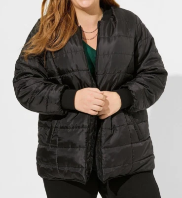 Parka acolchada 3 en 1 de nailon tórrido negra Plus 1 1X 14 16 #H48221 LEER Foto 1 de 4