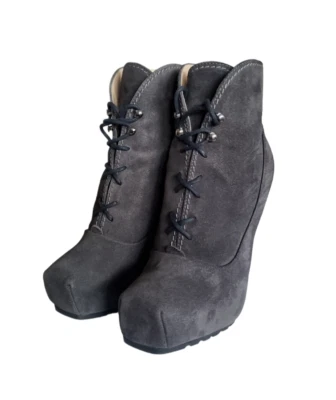 Botines con cordones Proenza Schouler gris gamuza cuero, talla 36,5 (IT) 7,5 (EE. UU.) Foto 1 de 4