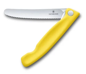 New Victorinox Classic Foldable Steak & Tomato Knife 11cm - Yellow - Picture 1 of 1
