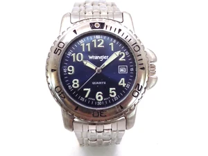 Vintage Wrangler HERO Date 91819KNX Divers Style silberfarbene Quarzuhr läuft! - Bild 1 von 13