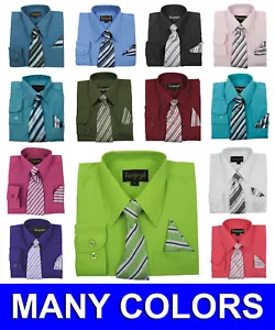 Boys Dress Shirts with Matching Tie and Hanky New Vangogh Sizes 2T to 20 - Picture 1 of 14