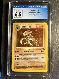 1999 Pokémon Fossil Unlimited Kabutops 9 /62 Graded CGC 6.5 EX/NM+ Holographic - Picture 1 of 12