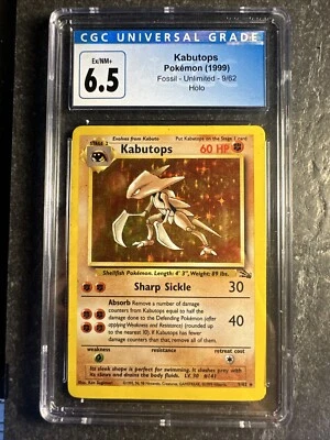 1999 Pokémon Fossil Unlimited Kabutops 9 /62 Graded CGC 6.5 EX/NM+ Holographic - Image 1 of 4