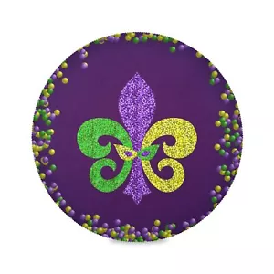 Mardi Gras Round Placemats Set of 6 Table Mats for Kitchen Washable Non-Slip ... - Picture 1 of 7