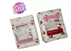 SPECIAL DEAL SET OF 2 Hello Kitty Queen Sheet Set White Pink Red 4 Pc Sets - Picture 1 of 6