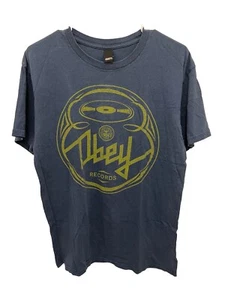 Obey Men's T-shirt Logo Pullover Short sleeve Medium Blue 100% Cotton - Picture 1 of 5