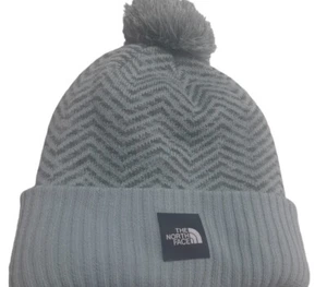 The North Face Girls Beanie Youth Hat Mint Green Chevron Pom Winter Knit One Siz - Picture 1 of 6