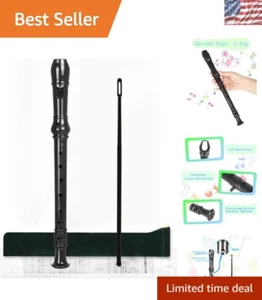 Soprano Recorder for Beginners with Fingering Chart - Detachable Design in Black - Picture 1 of 8