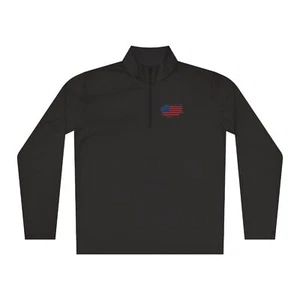 American Lives Matter Patriotic Flag Regular Fit Unisex Quarter-Zip Pullover - Picture 1 of 5