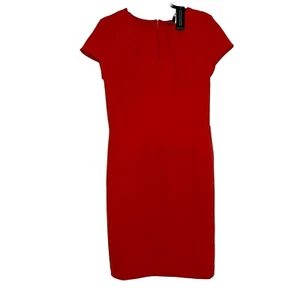 Abito donna Banana Republic nuovo taglia 8 rosso cappuccio manica tubino lunghezza ginocchio foderato - Foto 1 di 14