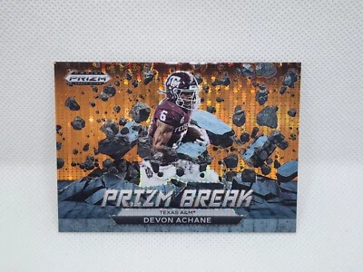 2023 Prizm Draft Picks DEVON ACHANE Prizm Break Orange Pulsar 10/49 Dolphins - Image 1 of 3
