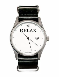 Reloj de pulsera analógico Cheapo CHPO 420 Marihuana Relax correa de cuero negro 14227QQ - Imagen 1 de 1