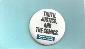 New York Newsday - Truth Justice And Comics - Button Badge 45mm - UK FREEPOST - Picture 1 of 1