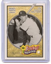 MICKEY MANTLE 2005 UPPER DECK BASEBALL HEROES SERIAL #'D 202/575 YANKEES NICE!