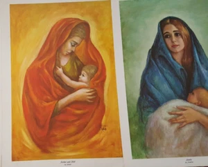 2 Lithographs Arthur A Kaplan NYC MOTHER & CHILD Series  Kobata/Madeiros 1960s - Picture 1 of 8