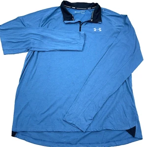Under Armour Shirt Men XL Blue Tee Pullover Quarter Zip Performance Run Thin * - Picture 1 of 12