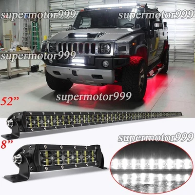 Barra de luz LED recta doble fila 52"+8" pulgadas apta para Hummer H1 H2 H3 Humvee AM General Foto 1 de 4