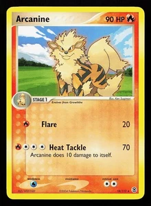 Carta Pokémon Arcanine 18/112 rara EX rosso fuoco e verde foglia - Foto 1 di 2