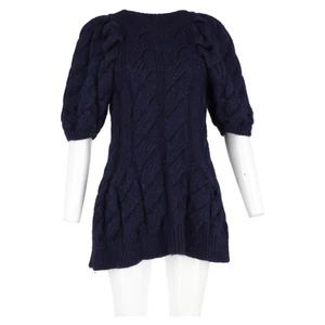 Maglione Simone Rocha maglia grossa cavo manica corta scolpito in lana di alpaca navy - Foto 1 di 6