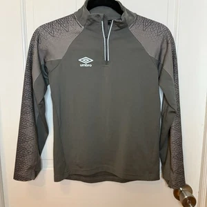 Umbro Long Sleeve 1/4 Zip - Youth M (8/10) -Thumb Holes - Gray Patterned Sleeves - Picture 1 of 8