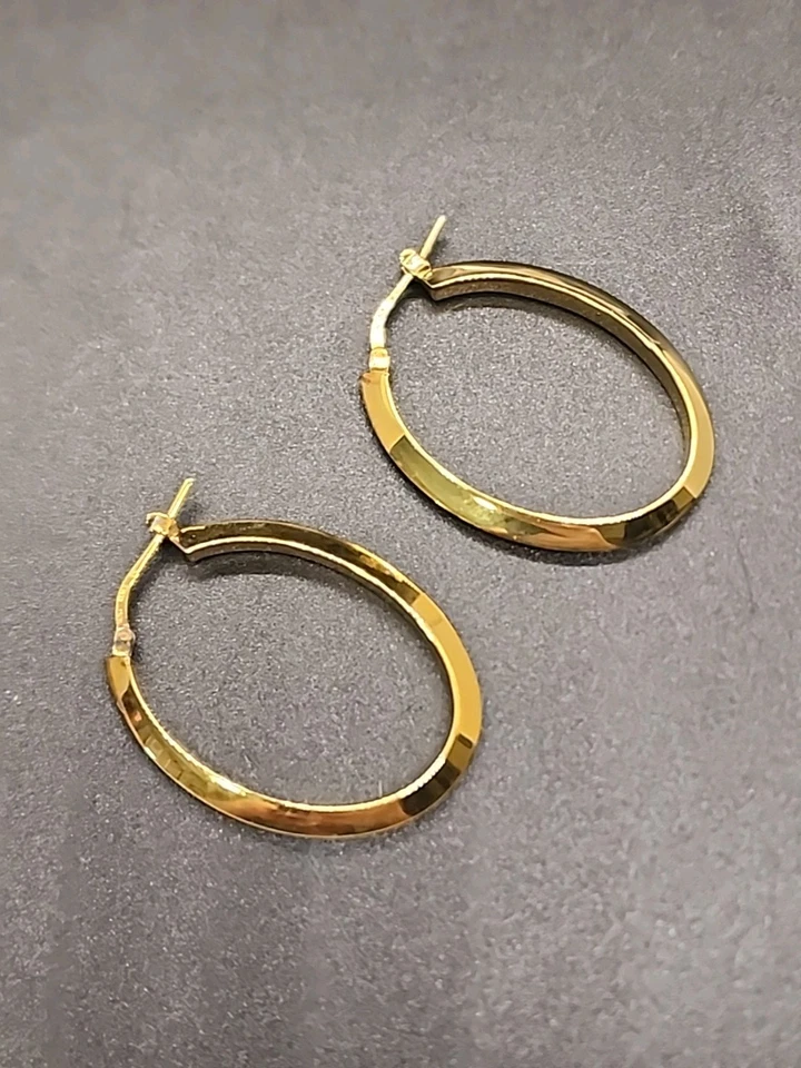 Veronese 18K 黄金包银空心 1.25 英寸环状耳环 QVC 全新 — 第 1/4 张图片