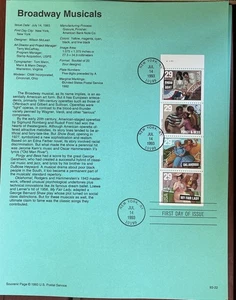 USPS Souvenir Page 2770A Broadway Musicals Booklet Pane of 4 - Picture 1 of 1