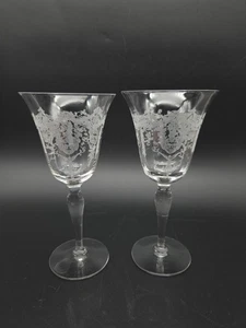 Vintage Set of 2 Clear Etched Glasses - Picture 1 of 9