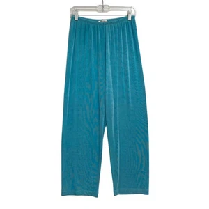 Draper's & Damon's Women's Slinky Pants Medium Blue Elastic Waist Traveling - Picture 1 of 8