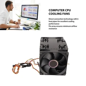 9CM CPU Cooler Dual Tower 6 Copper Heat Pipes 3 Wire 3 Fans Hydraulic Comput NEW - Afbeelding 1 van 12