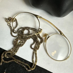 Antique Pair of 12K Gold Filled Eyeglasses with Chain - Picture 1 of 11