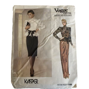 Vogue Pattern #1189 Sz 8 Misses Top/Skirt UNCUT KASPER American Designer - Picture 1 of 2
