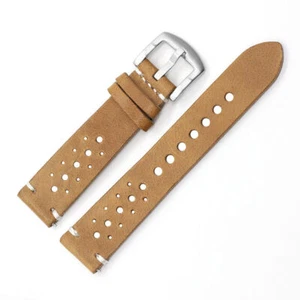 Rally Racing Leather 18mm 20mm 22mm 24mm Quick Release Watchband Watch Strap - Picture 1 of 32