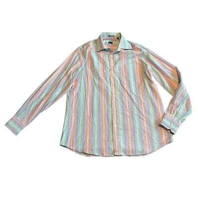 Camisa Paul Smith Arco Iris Rayas Abotonada Manga Larga Talla 16 Grande Para Hombre Foto 1 de 4
