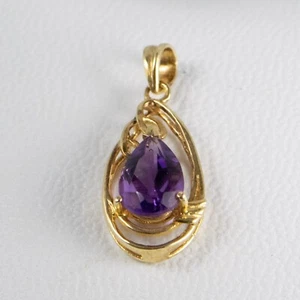 Pre-owned 14K Pear Shape Amethyst Pendant - Picture 1 of 12