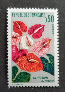 1973 REP FRANCAISE FRANCE FLOWERS FLORA ANTHURIUM VF MNH - Picture 1 of 1